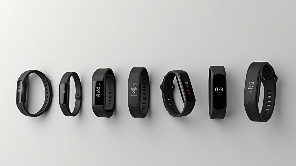 A vibrant image of various fitness trackers on display