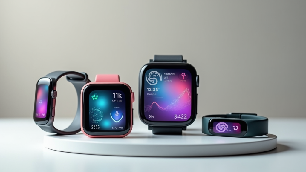 Smart wearable devices on a table